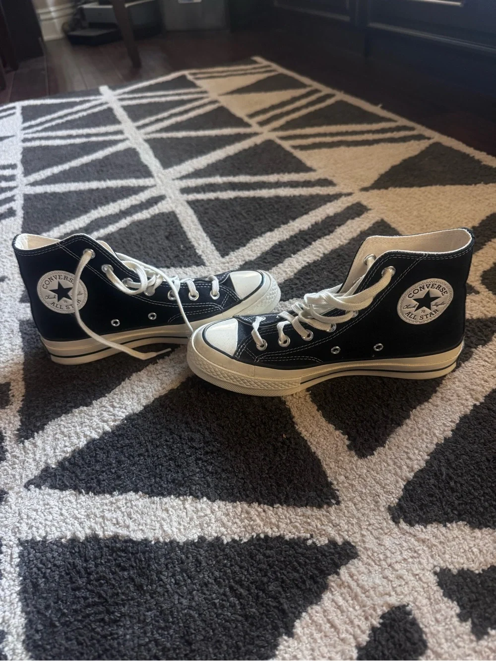 Black High-Top Converse with off white Accents